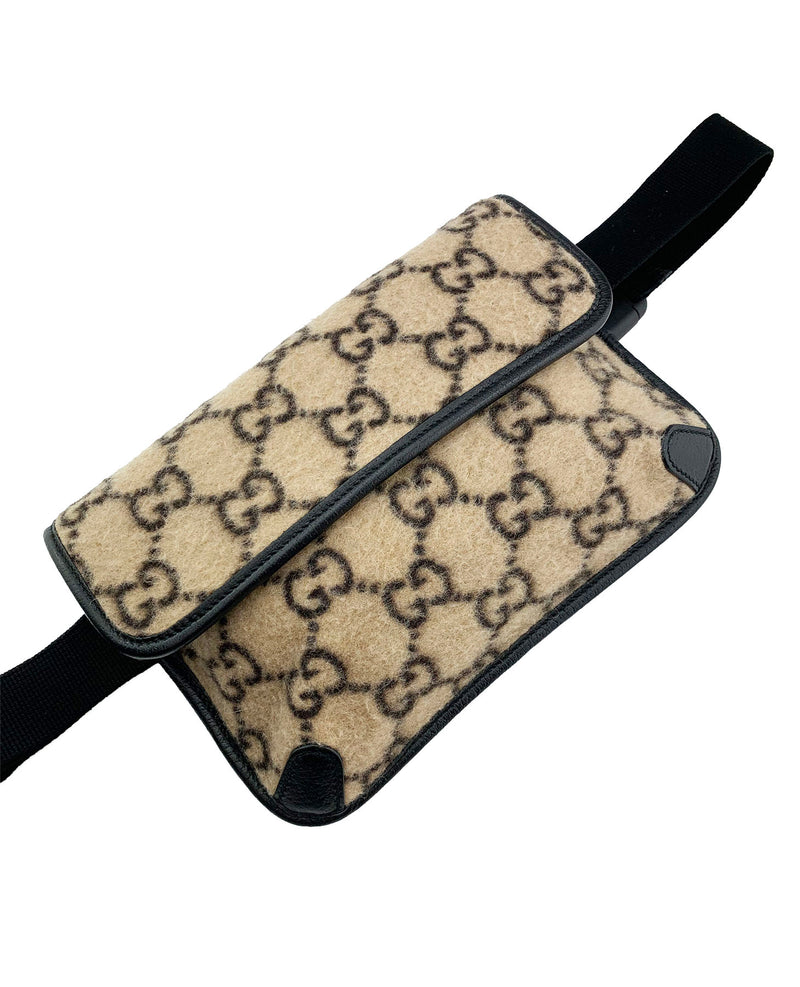 Gucci Wool Belt Bag 598181 Beige GG Web Supreme RRP £550